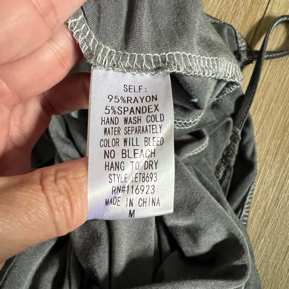 easel Gray Lace-Trim Crisscross Sleeveless Top - Picture 7 of 7
